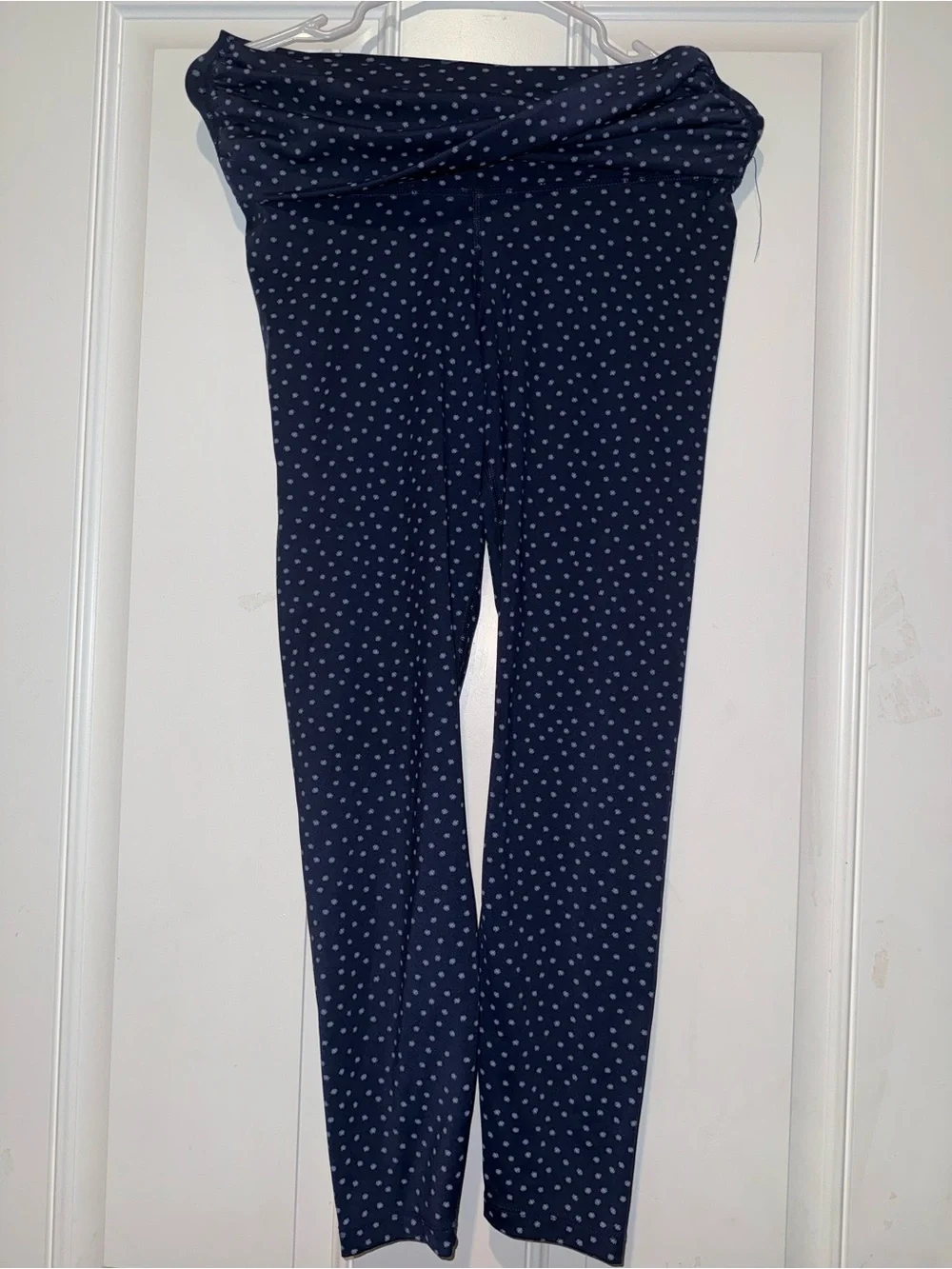 Nike Blue Polka Dot Fold-Over Waist Leggings